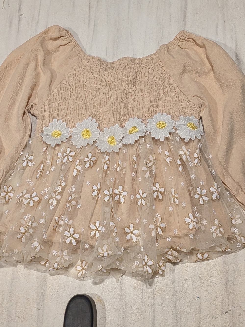 Beige Daisy Girly Long Sleeve Top